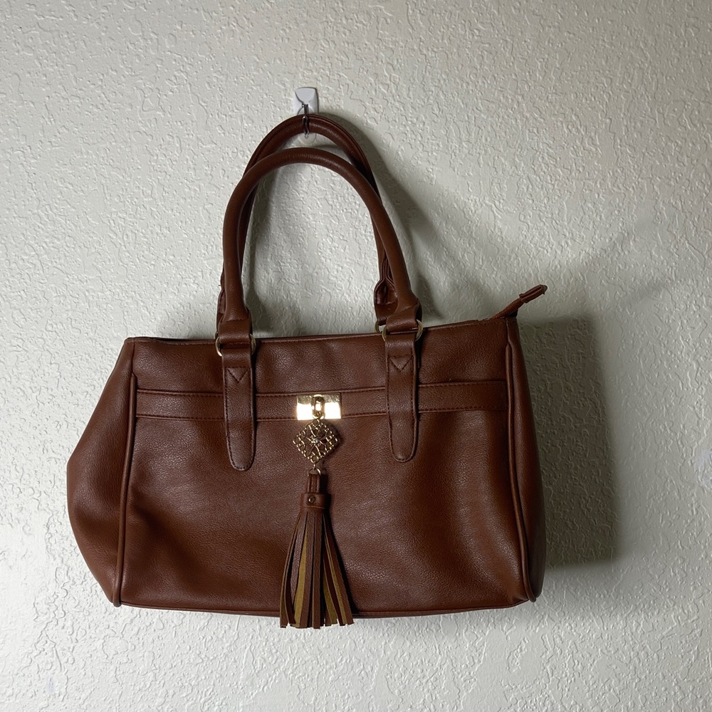 Avon Brown Leather Satchel with Tassel